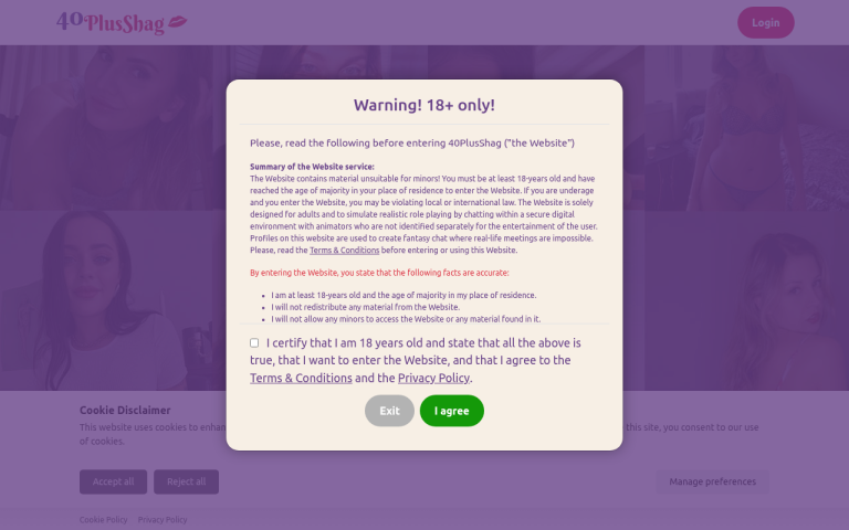 40PlusShag.com website screenshot