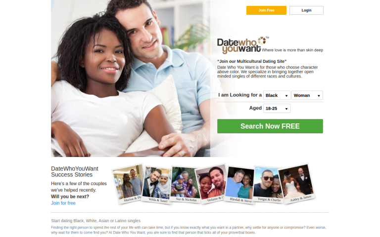 DateWhoYouWant.com website screenshot