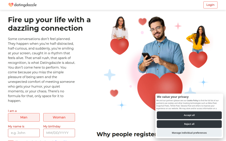 DatingDazzle.com website screenshot