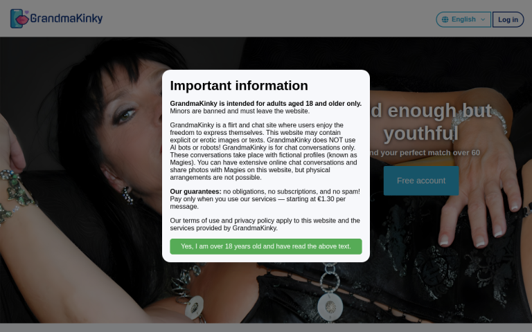 GrandmaKinky.com website screenshot