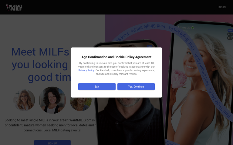 iWantMilf.com website screenshot