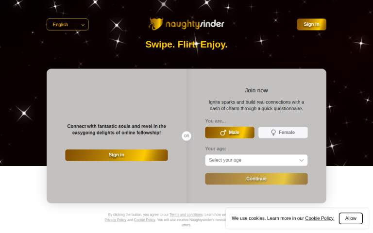 NaughtySinder.com website screenshot