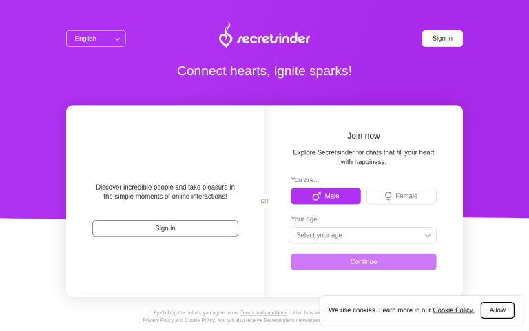 Secretsinder.com website screenshot
