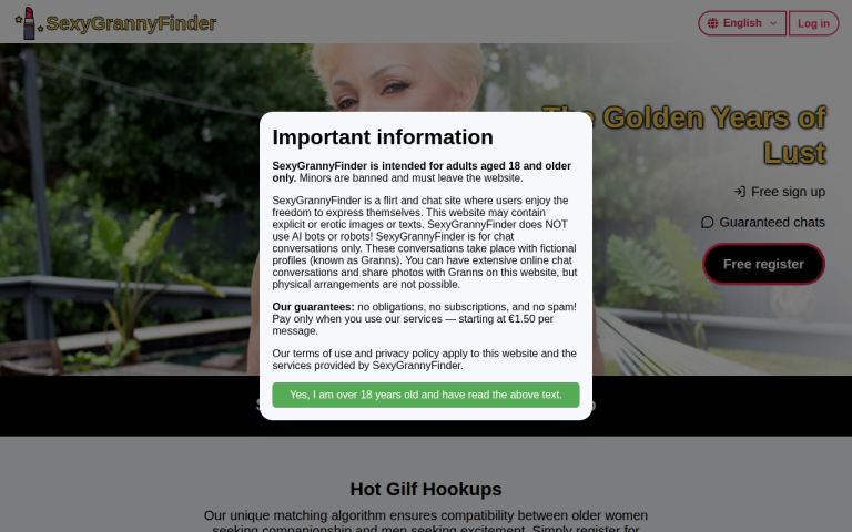 SexyGrannyFinder.com website screenshot
