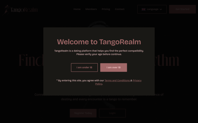 TangoRealm.com website screenshot