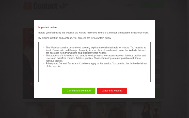 40pluscontact.com Review website screenshot