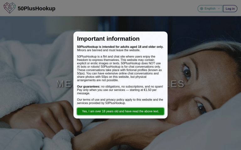 50plushookup.com Review website screenshot