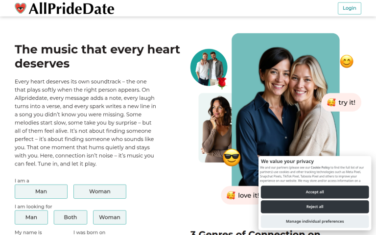 allpridedate.com Review website screenshot