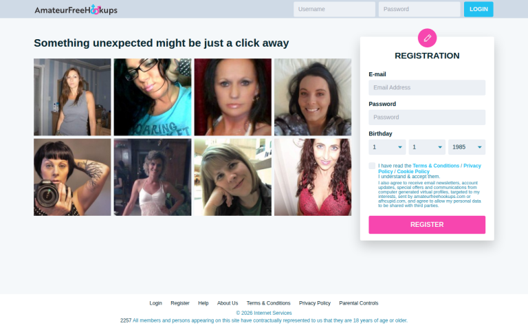 amateurfreehookups.com Review website screenshot