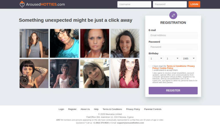 arousedhotties.com Review website screenshot