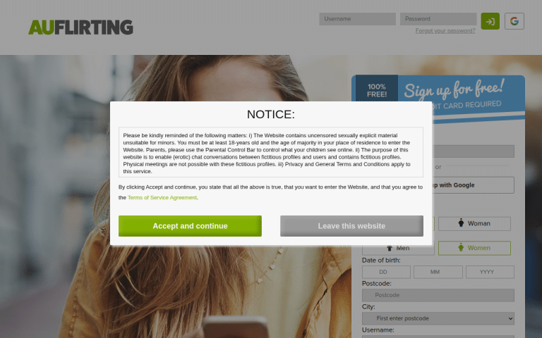 auflirting.com Review website screenshot