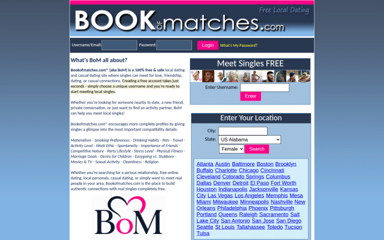 bookofmatches.com Review website screenshot