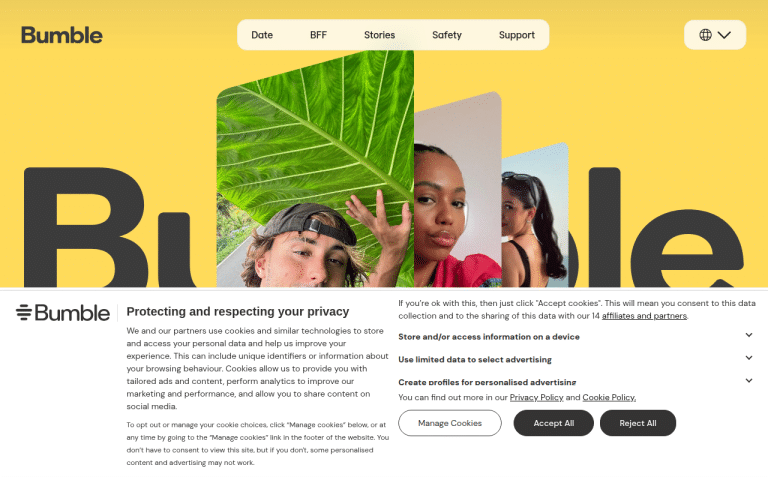 bumble.com Review website screenshot