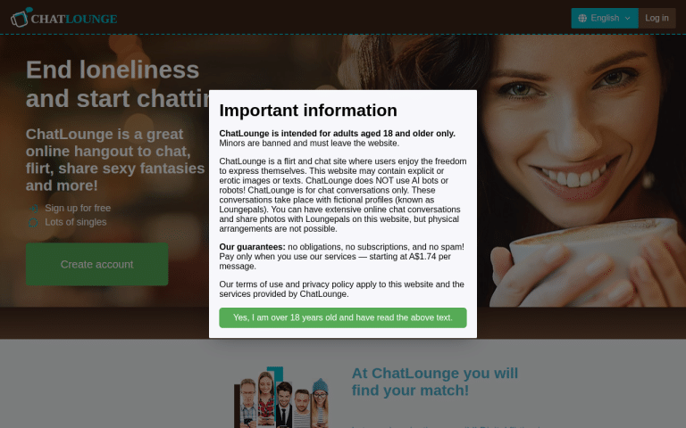 chatlounge.online Review website screenshot