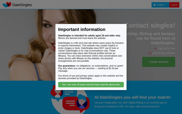 DateSingles.online website screenshot