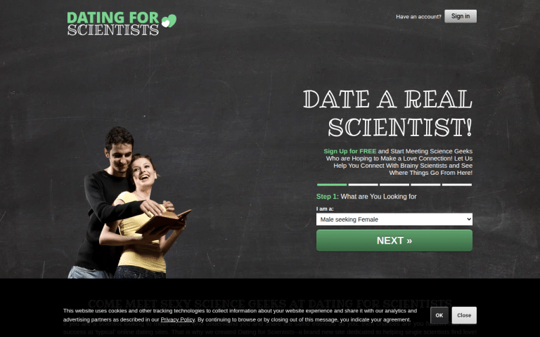 datingforscientists.com Review website screenshot