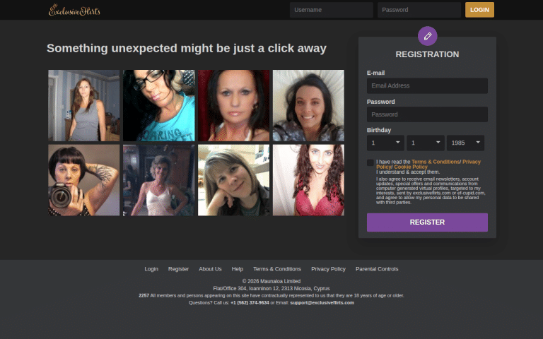 exclusiveflirts.com Review website screenshot