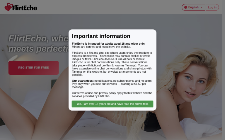 flirtecho.com Review website screenshot