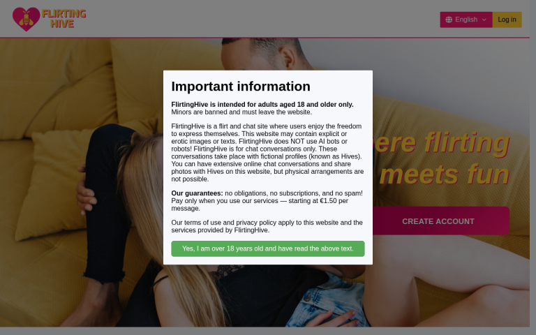 flirtinghive.com Review website screenshot