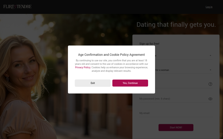 flirttendre.com Review website screenshot