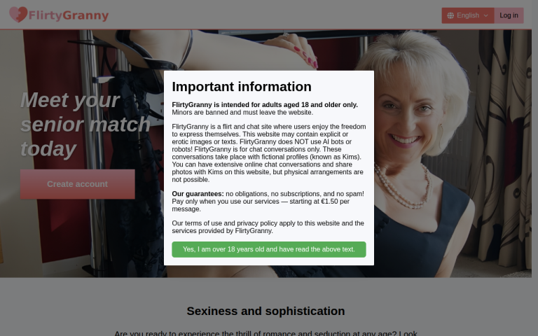 flirtygranny.com Review website screenshot