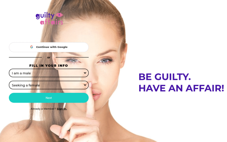 guiltyaffairs.com Review website screenshot