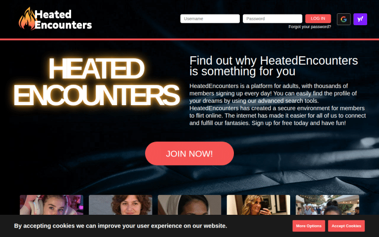 heatedencounters.com Review website screenshot