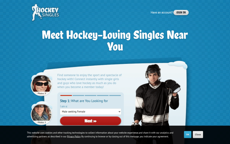 hockeysingles.com Review website screenshot
