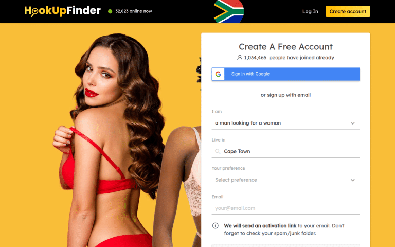 hookupfinder.co.za Review website screenshot