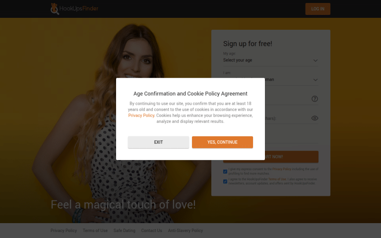 hookupsfinder.com Review website screenshot