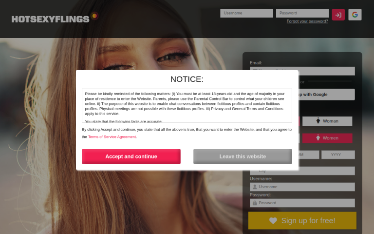 hotsexyflings.com Review website screenshot