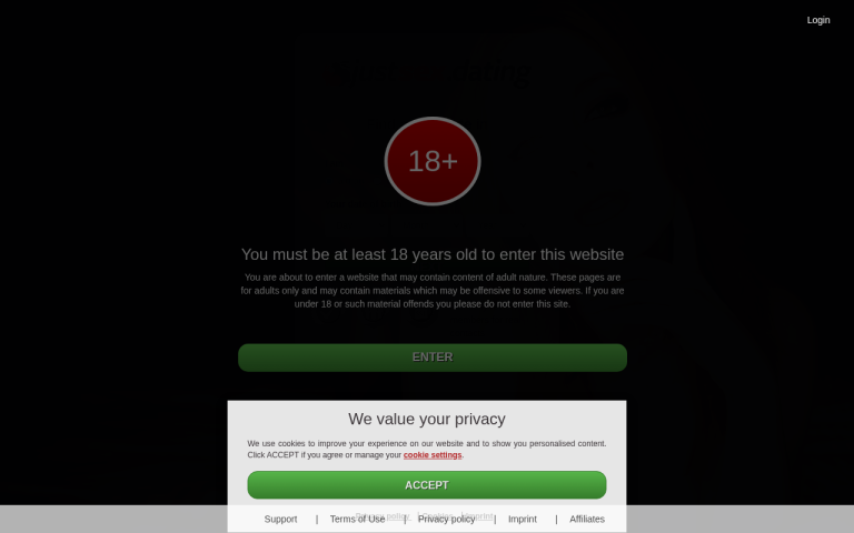 justsex.dating Review website screenshot