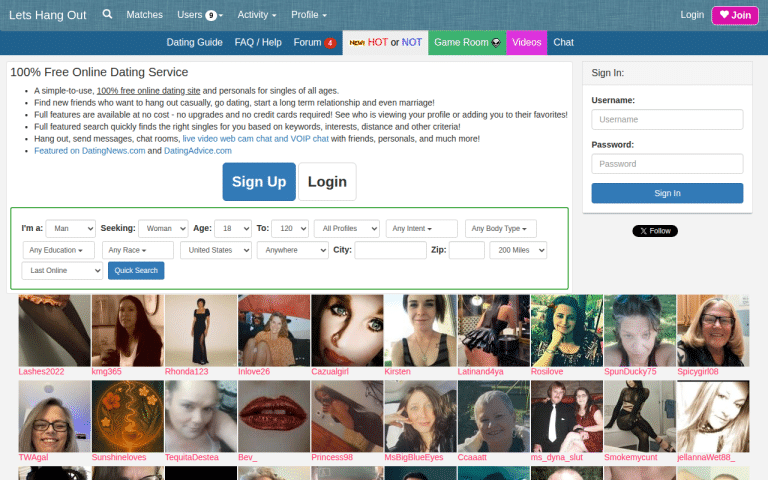 letshangout.com Review website screenshot