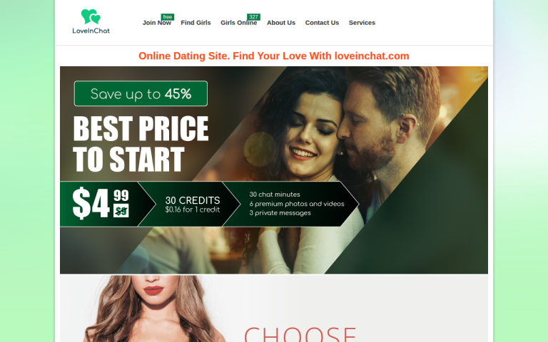 loveinchat.com Review website screenshot