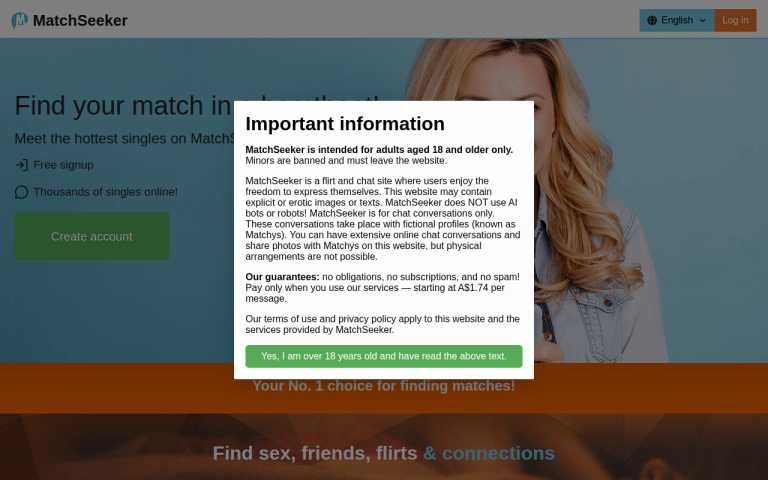 matchseeker.net Review website screenshot
