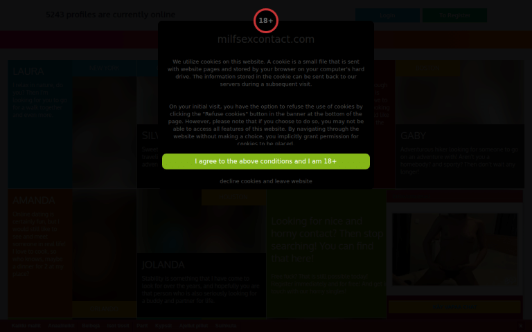 milfsexcontact.com Review website screenshot