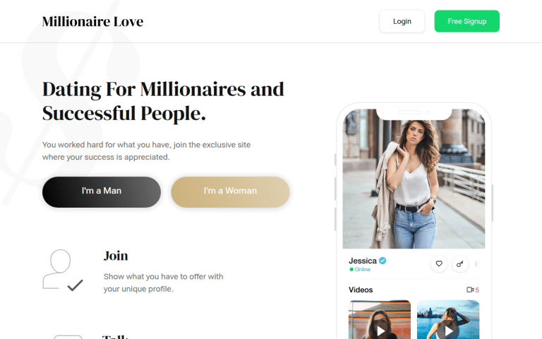 millionairelove.com Review website screenshot