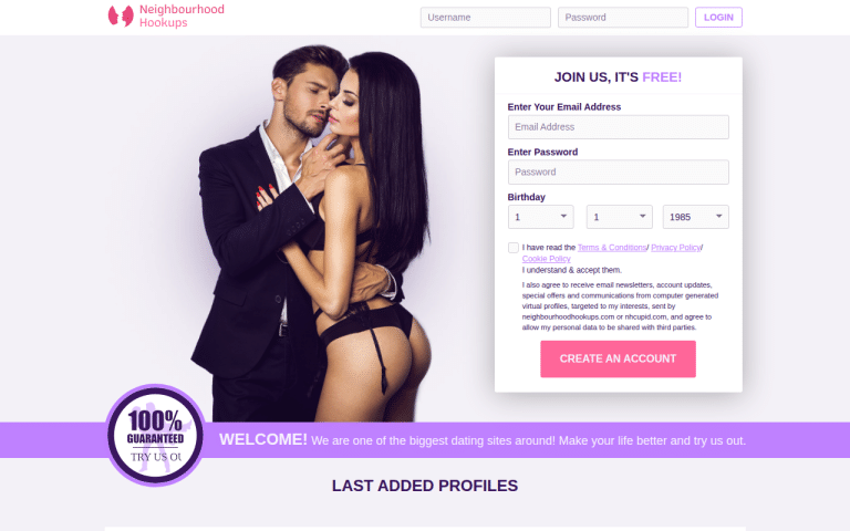 neighbourhoodhookups.com Review website screenshot