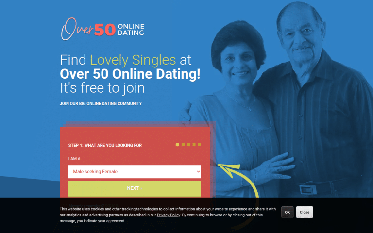 over50onlinedating.com Review website screenshot
