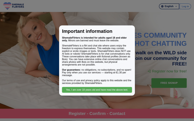 shemaleflirters.com Review website screenshot