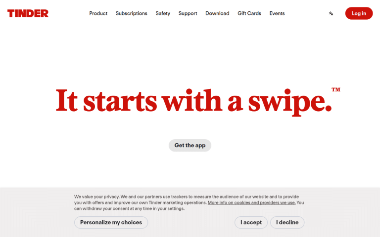 tinder.com Review website screenshot