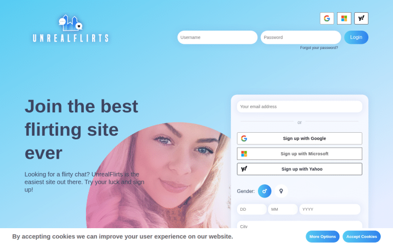 unrealflirts.com Review website screenshot