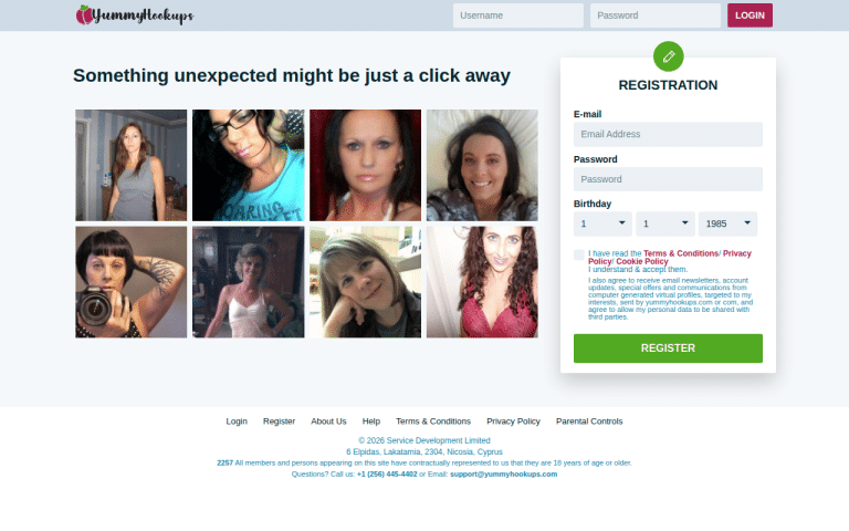 yummyhookups.com Review website screenshot